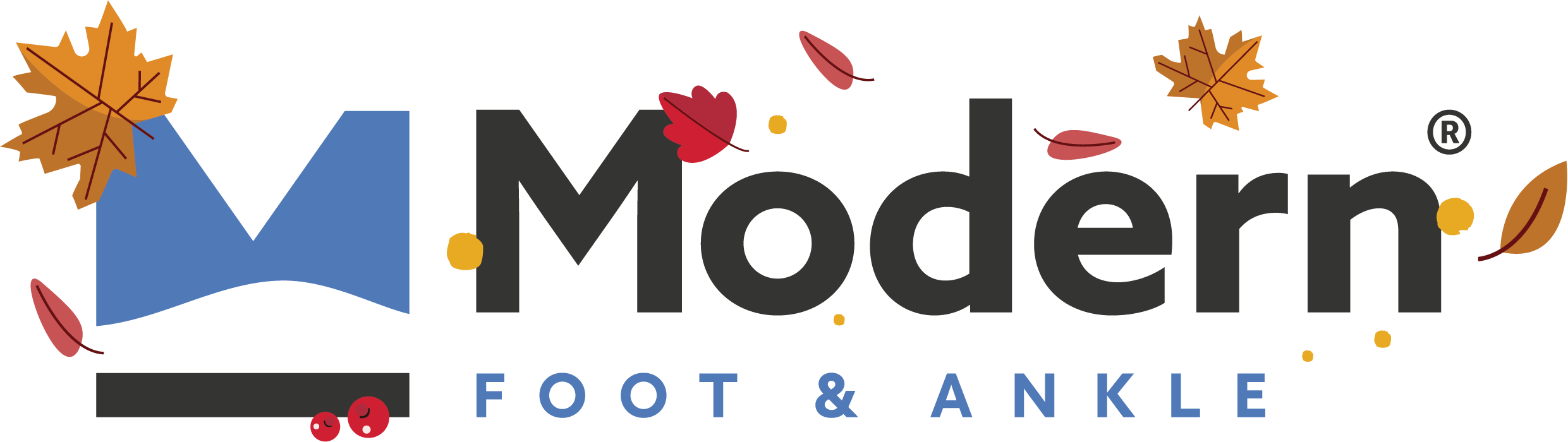 Modern Foot & Ankle Logo decorated with fall leaves for Thanksgiving