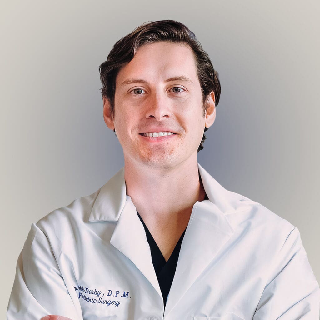 Headshot of Dr. Patrick Derby, a male Board Certified Podiatrist in Tampa, specializing in reconstructive surgery and wound care.