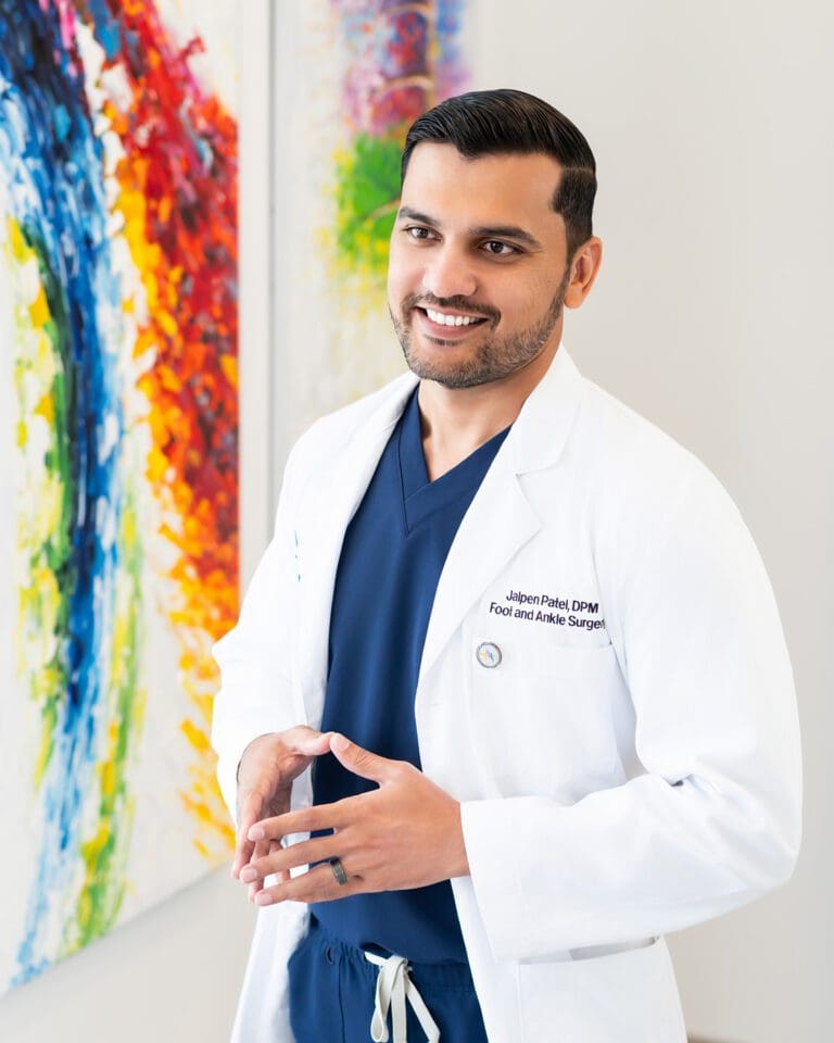 Dr. Jalpen Patel, a male foot and ankle surgeon in Orlando, Florida Specializing in minimally-invasive procedures, diabetic limb salvage and wound care, trauma, and bunion and hammertoe correction.